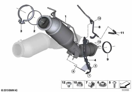 Pressure pipe for gasoline particulate filter for BMW X3 F97, X4 F98 (OEM 18328090190). Original BMW