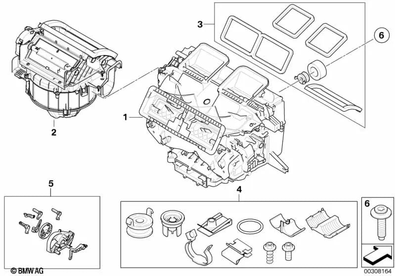 Caja vacía para unidad de calefacción/aire acondicionado BMW E81, E82, E87, E88, E90, E91, E92, E93, E84. Original BMW.