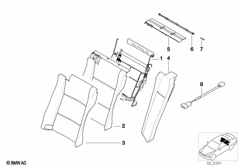 Soporte derecho para BMW Serie 7 E38 (OEM 52208197266). Original BMW.