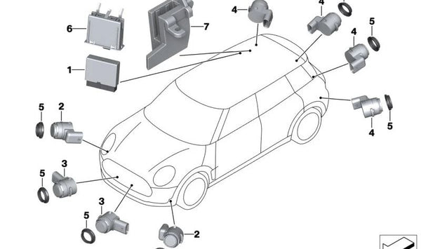 Soporte para BMW Serie 1 F52, Serie 2 F45, F46, X1 F48, F49, X2 F39, MINI F54, F55, F56, F57, F60 (OEM 66209306408). Original BMW