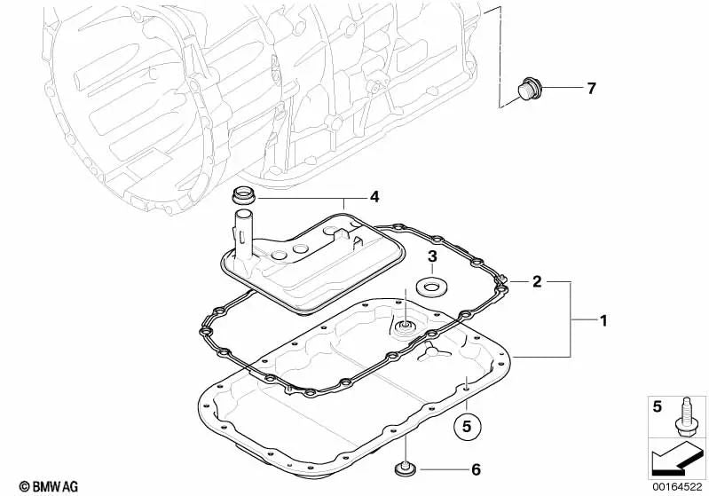 Junta del Cárter de Aceite para BMW E81, E82, E87N, E88, E90, E91, E92, E93, E84, E83N (OEM 24117572618). Original BMW