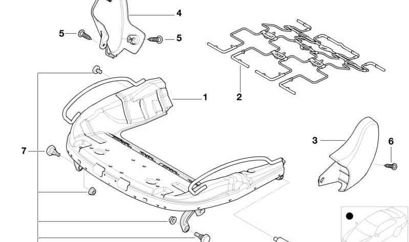 Sitzschale derecha para BMW E46, E93 (OEM 52108267392). Original BMW