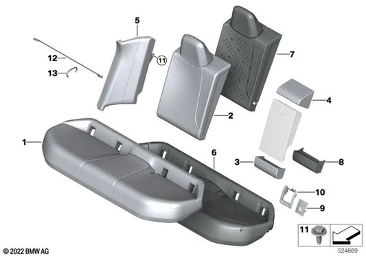 Parte lateral de cuero sintético derecha para BMW I20 (OEM 52205A04F72). Original BMW