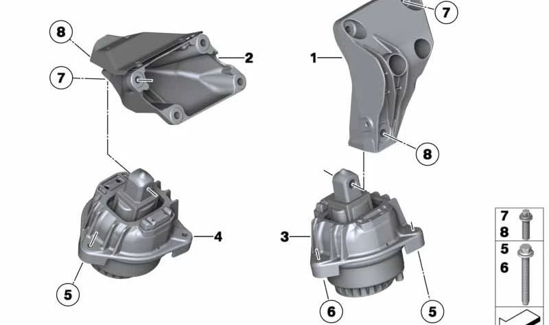 Soporte del motor para BMW Serie 5 F07, F10, F11, F18 (OEM 22117935149). Original BMW