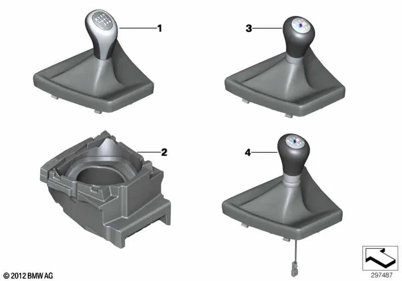 Pomo de Cambio de Cuero con Cubierta/6 Velocidades para BMW F10, F11 (OEM 25117599517). Original BMW