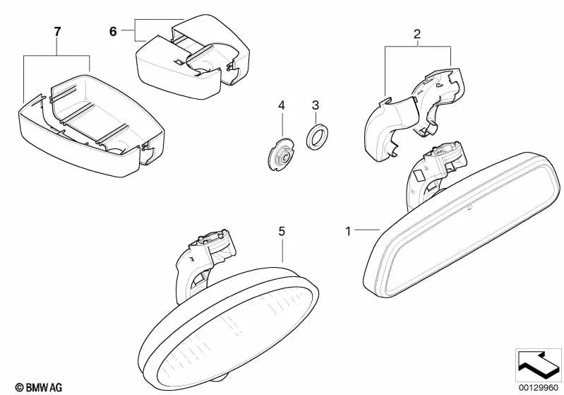 Espejo Interior EC/LED/Radiofrecuencia para BMW Serie 3 E46 (OEM 51169134448). Original BMW.