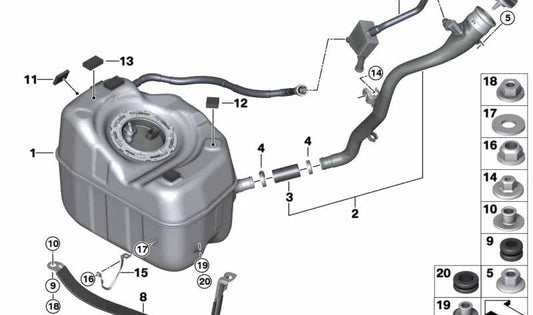 Tubo de llenado para BMW Serie 2 F45, F45N (OEM 16117451000). Original BMW