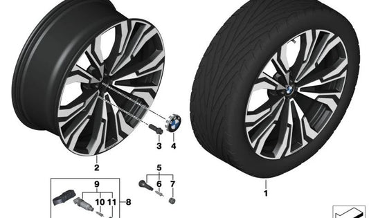 Llantas de aleación originales OEM 36117916264 en color negro brillante para BMW G07 (X7).