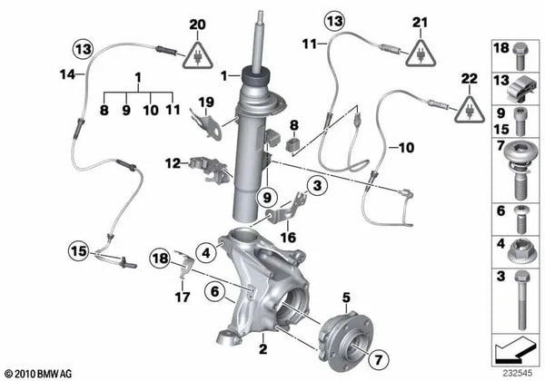 Amortiguador delantero izquierdo para BMW X4 F26 (OEM 37116872325). Original BMW