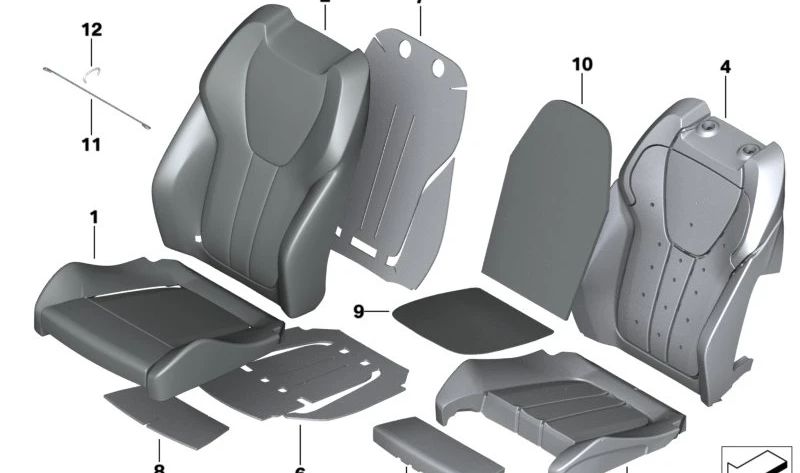 Funda de respaldo de asiento deportivo en cuero para BMW X6 G06 (OEM 52108493336). Original BMW