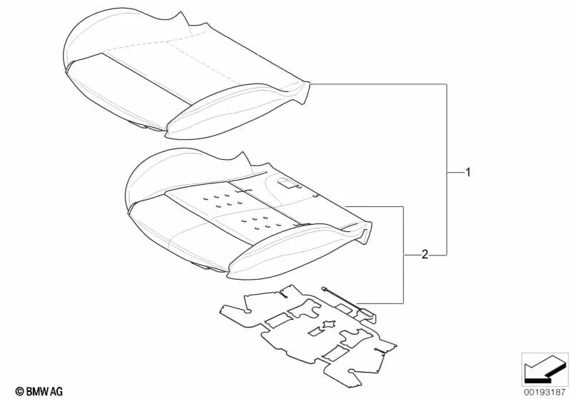 Parte de Acolchado Asiento Cuero Sintético para BMW Serie 3 E90, E90N, E91, E91N (OEM 52109144217). Original BMW