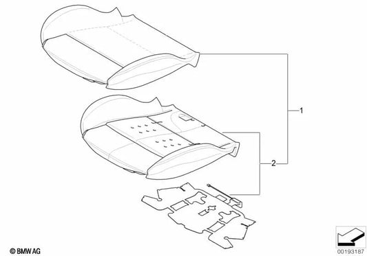 Gepolsterter Teil des synthetischen Ledersitzes für BMW 3 E90 -Serie, E90N, E91, E91N (OEM 52109144217). Original BMW