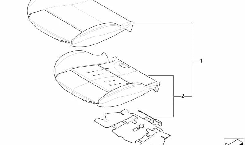 Parte de tapicería del asiento deportivo derecho para BMW E90, E91 (OEM 52107244128). Original BMW