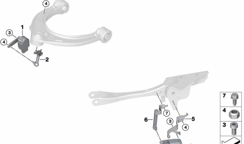 Soporte del sensor de nivelación trasero para BMW I12, I12N, I15 (OEM 37146858051). Original BMW