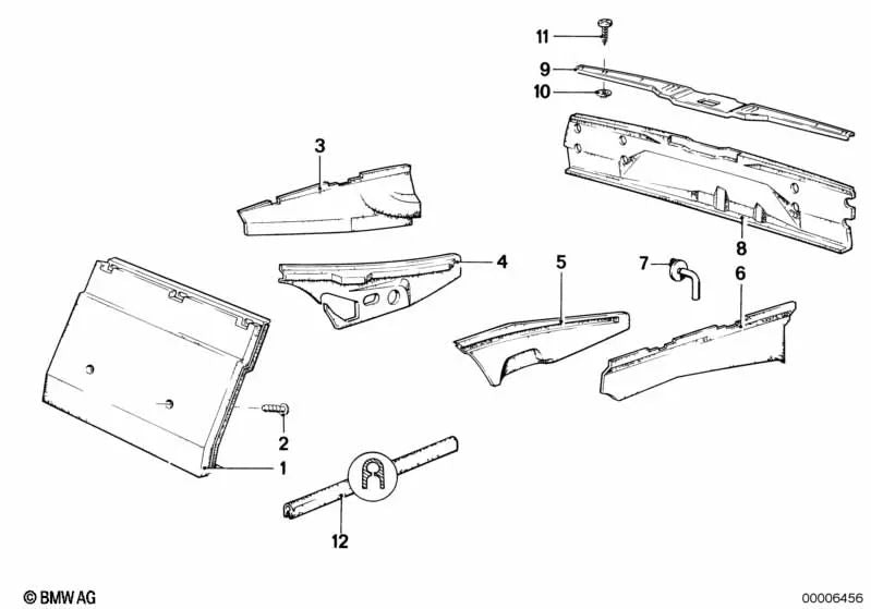 Left side wall trim for BMW 7 Series E23 (OEM 51471900257). Original BMW.