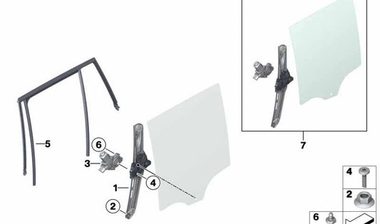 Cortor senza motore posteriore sinistro per BMW F25 (OEM 51357355639). BMW originale