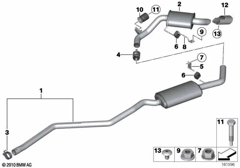 Silenciador trasero para BMW E81, E87N (OEM 18307812260). Original BMW