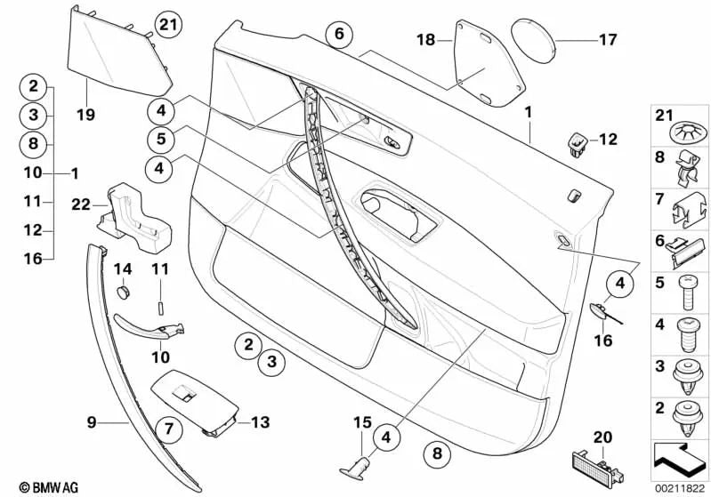 Embellecedor Interruptor Conductor delantero para BMW X3 E83, E83N (OEM 51413415806). Original BMW