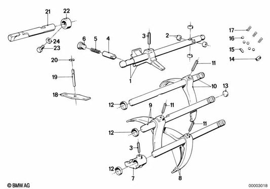 Gearshift shaft for BMW 3 Series E21, E30 5 Series E28, E34 6 Series E24 7 Series E23, E32 (OEM 23311224136). Original BMW