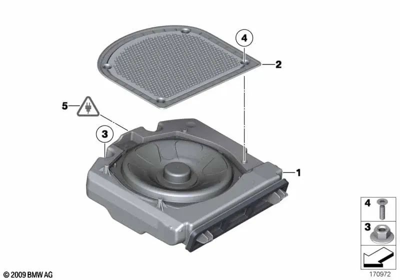 Zentralbass High End Sound System for BMW F01N, F02N (OEM 65139224873). Genuine BMW