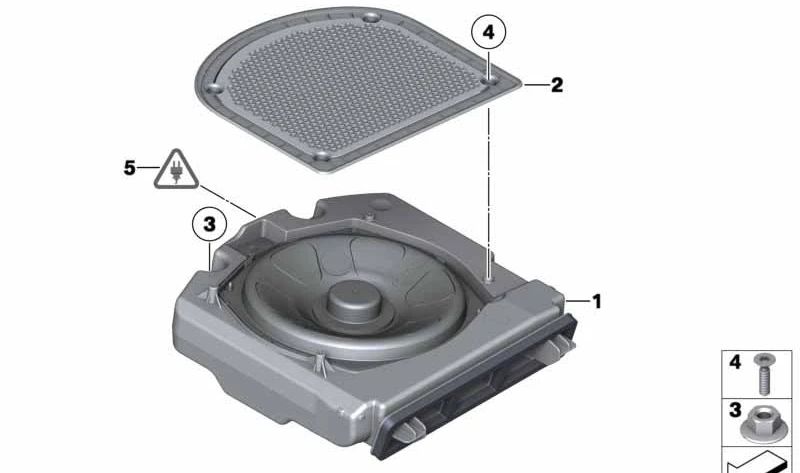 Altavoz subwoofer derecho OEM 65139315646 para BMW F10, F11, F06, F12, F13. Original BMW