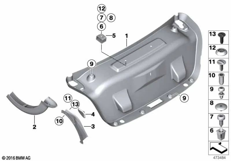 Revestimiento del maletero para BMW Serie 4 F32, F82 (OEM 51497295211). Original BMW