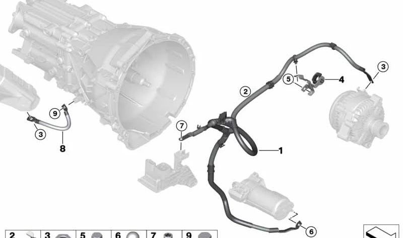 Cable generador-arranque OEM 12429470509 para BMW F20, F21, F22, F23, F30, F31, F32, F36. Original BMW