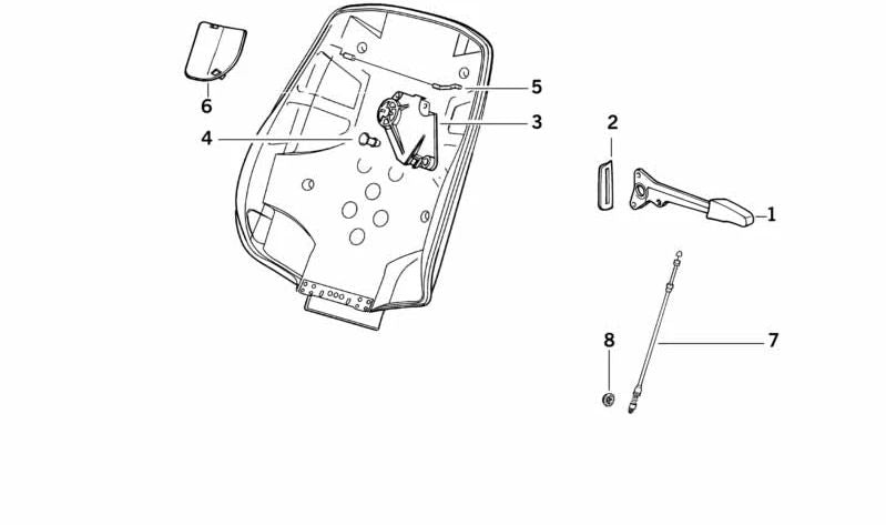 Right inner lever for BMW 3 Series E36 (OEM 52108119592). Original BMW