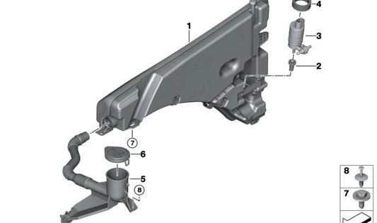 OME -Windschutzscheibe -Windschutzscheibe Flüssigablagerung 6165A36014 für BMW (kompatible Modelle: F30, F31, F32, F33, F36, F80, F82, F83). Original BMW.