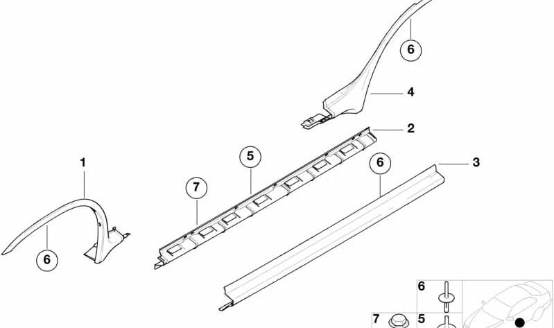 Molde de Pasarruedas Delantero Derecho para BMW E53 (OEM 51718408704). Original BMW