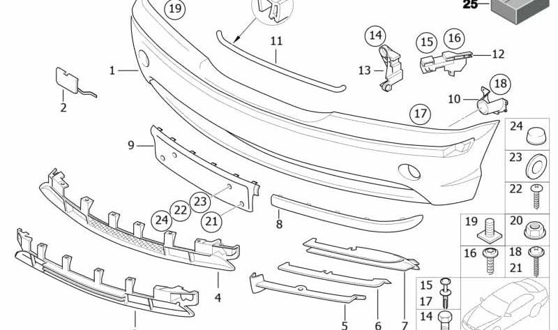 Revestimiento Parachoques Imprimado Delantero para BMW Serie 3 E46 (OEM 51117044116). Original BMW.