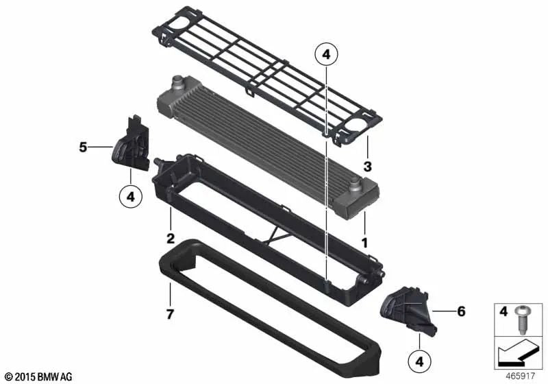 Sellado para enfriador de baja temperatura para BMW X5 F15, X6 F16 (OEM 17118570941). Original BMW.