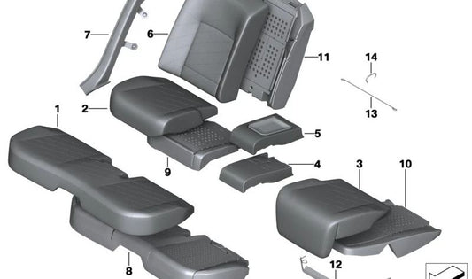 Pezzo di schiuma per teste di comfort il clima sinistro per la serie BMW 7 G70 (OEM 52205A4A047). BMW originale.