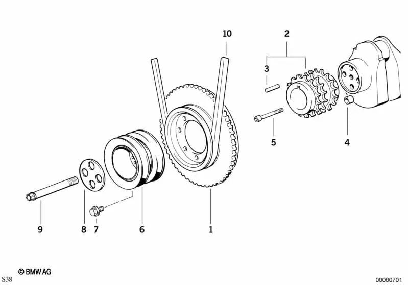 Correa trapezoidal para BMW E34 (OEM 11231315357). Original BMW.