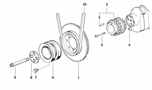 Amortiguador de vibraciones para BMW Serie 5 E34 (OEM 11231318076). Original BMW.