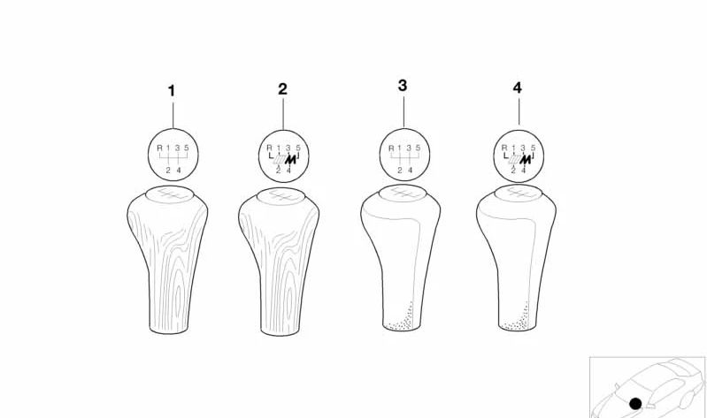 Manopla de câmbio de madeira com emblema M (5 velocidades) OEM 25112423689 para BMW E36, Z3. BMW originais.