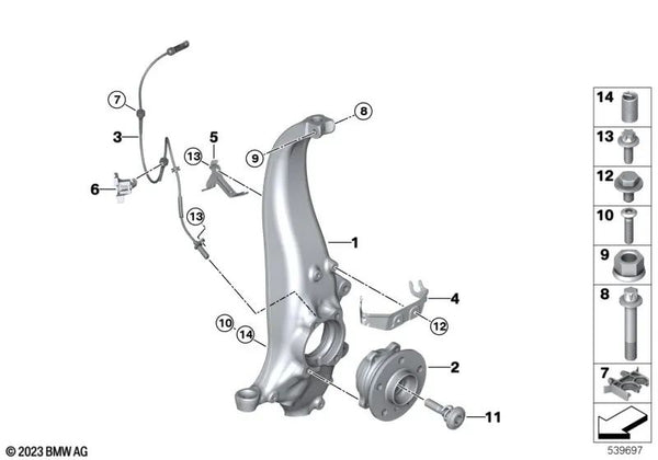 Soporte para manguera de freno delantera izquierda para BMW i I20 (OEM 34306891361). Original BMW