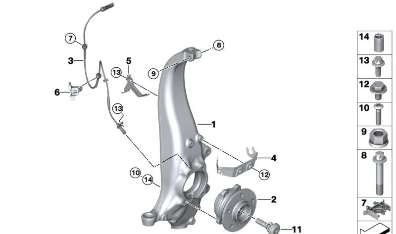 Tuerca Combinada para BMW Serie 5 F07, F10, F11, F18, F90, G30, G31, G38, G60, G90, Serie 6 F06, F12, F13, G32, Serie 7 F01, F02, G11, G12, Serie 8 F91, F92, G14, G15, G16, i I12, I15, I20, X5 F95, X6 F96 (OEM 31106765451). Original BMW