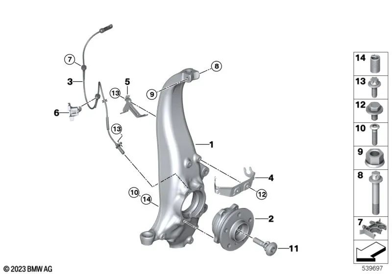 Soporte de la manguera de freno delantero derecho para BMW I20 (OEM 34306891362). Original BMW.