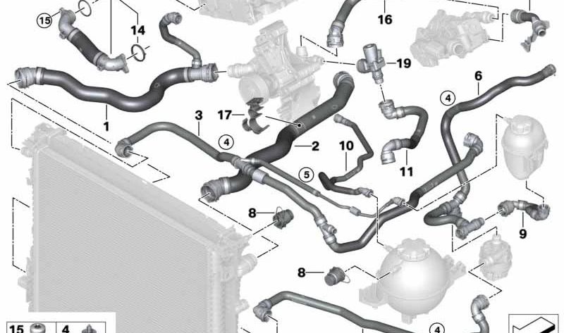 Manguera Módulo de Succión del Radiador de Refrigerante para BMW G01, G08, G02 (OEM 17125A022E1). Original BMW