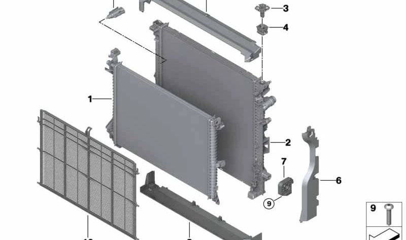 Refrigerador de Refrigerante para BMW X5 G05, X6 G06, X7 G07 (OEM 17115A5C815). Original BMW