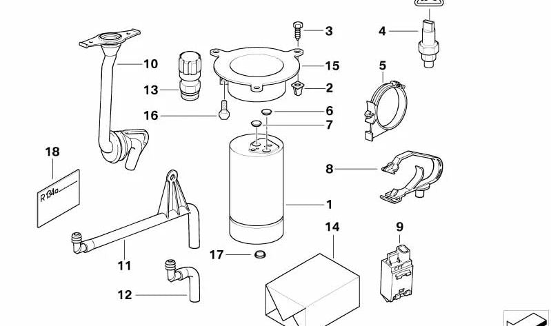 Dryer bottle for BMW 7 Series E38 (OEM 64538372978). Original BMW.