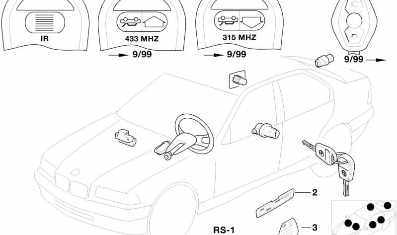 OEM 512150063 Kit de reparo de bloqueio para BMW E38. BMW original.