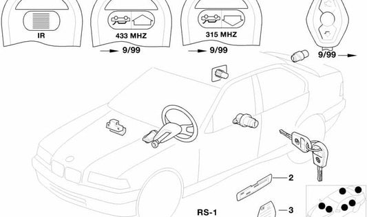 OEM 512150063 Kit de reparo de bloqueio para BMW E38. BMW original.