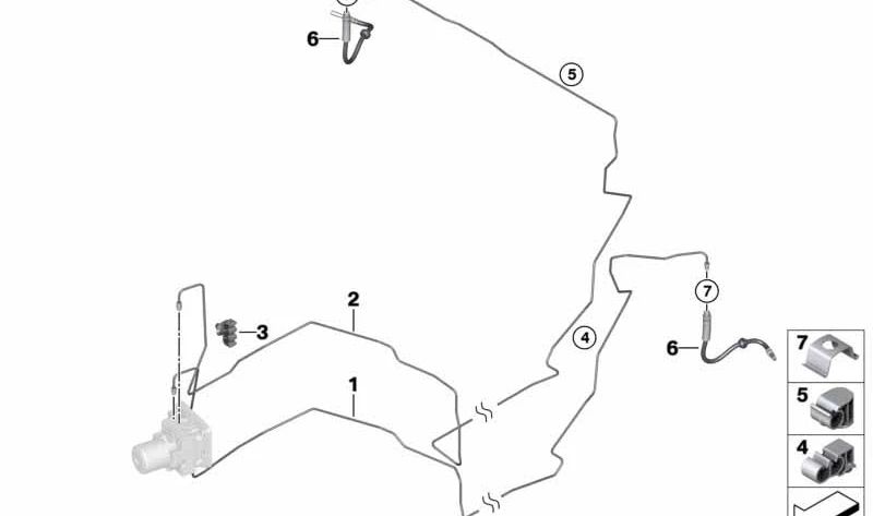 Tubo de conexión del freno OEM 34326871441 para BMW G01, G08, F97, G02, F98. Original BMW.