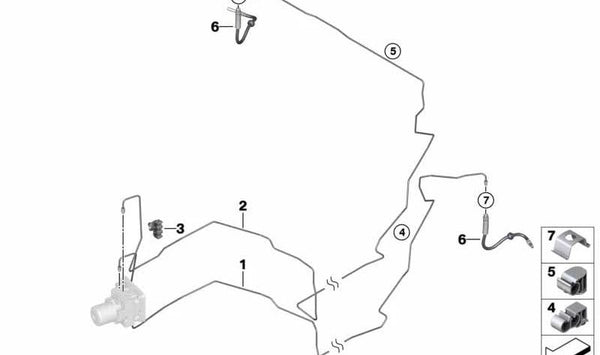 Tubo de conexión del freno OEM 34326871441 para BMW G01, G08, F97, G02, F98. Original BMW.