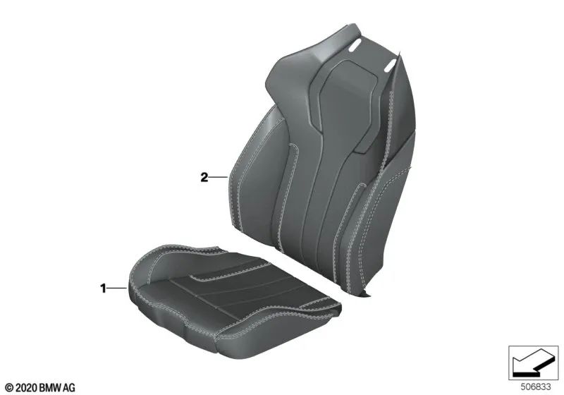 Funda reposabrazos de confort de cuero derecha para BMW F95, F96 (OEM 52107997122). Original BMW.