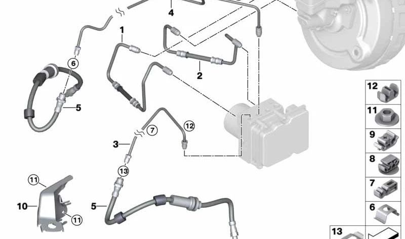 Latiguillo de freno delantero OEM 34306793026 para BMW E90, E91, E92. Original BMW.