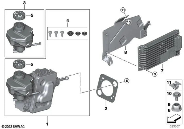 Junta del servofreno para BMW Serie 2 U06, X1 U11, U12 (OEM 34505A59585). Original BMW.