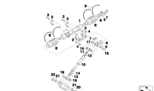 Soporte fijación columna dirección OEM 32112485769 para BMW (Modelos compatibles: E46, E83, E85, E86). Original BMW.